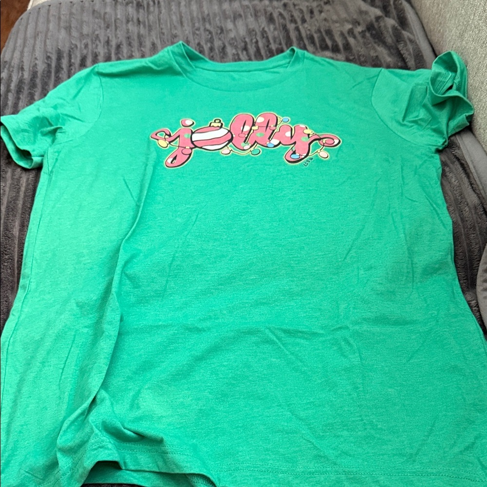 Bella Canvas Green Tee with Pink Graphic - Picture 4 of 4